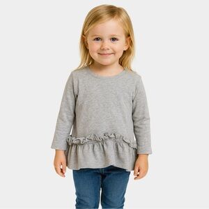 Mini Me by COS Kids Ruffle Bottom Top Size 2-4 Years in Grey